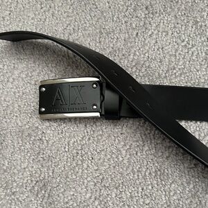 Armani Exchange Black Belt with Logo Buckle